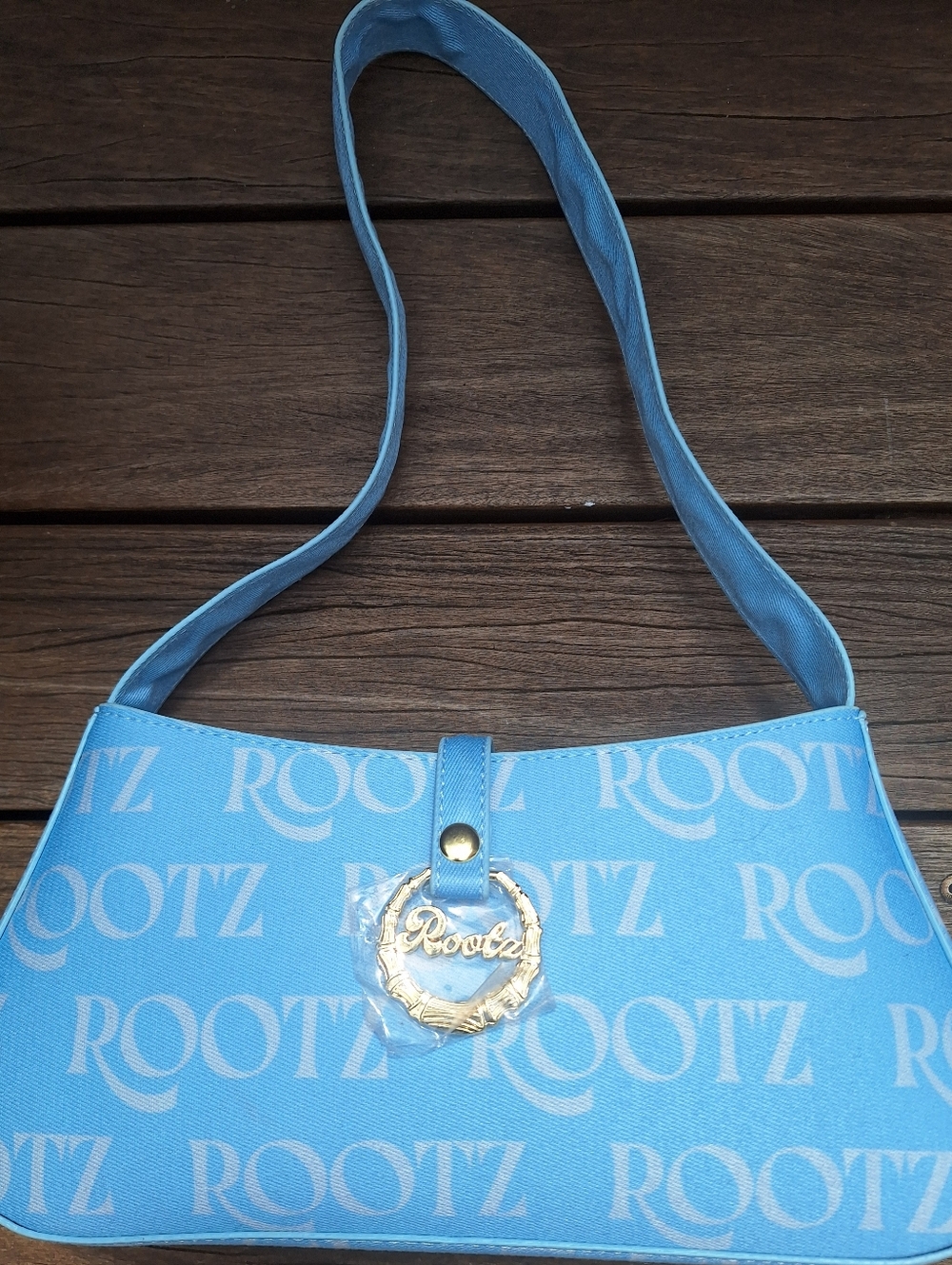 Rootz Sky Blue Logo Shoulder Bag.